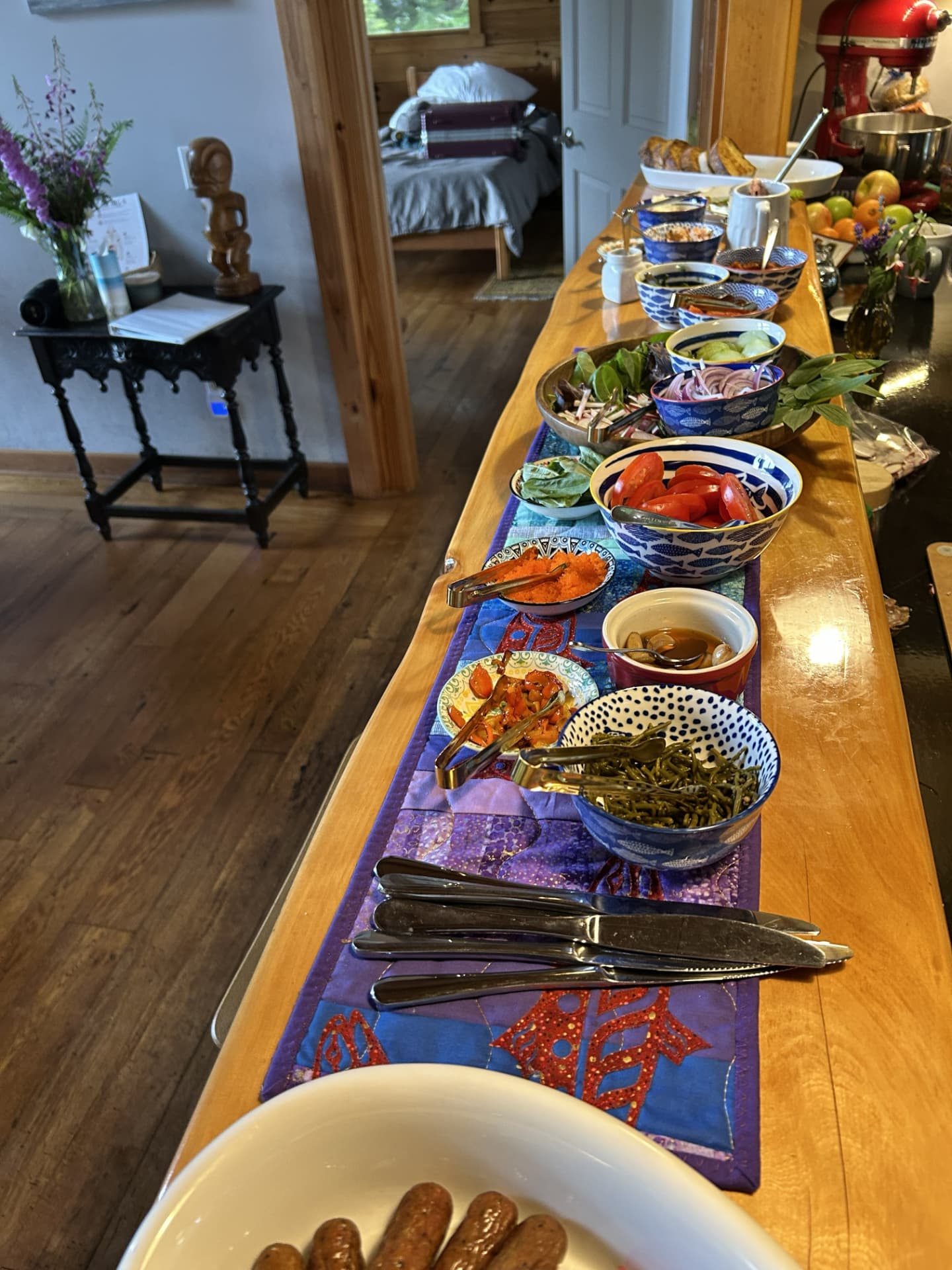 A colorful breakfast spread prepared for Wild N Well guests